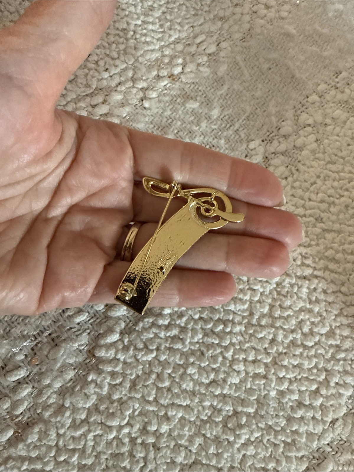 Vtg Music Brooch Treble Clef Piano Keys Pin Gold Tone Keyboard Notes