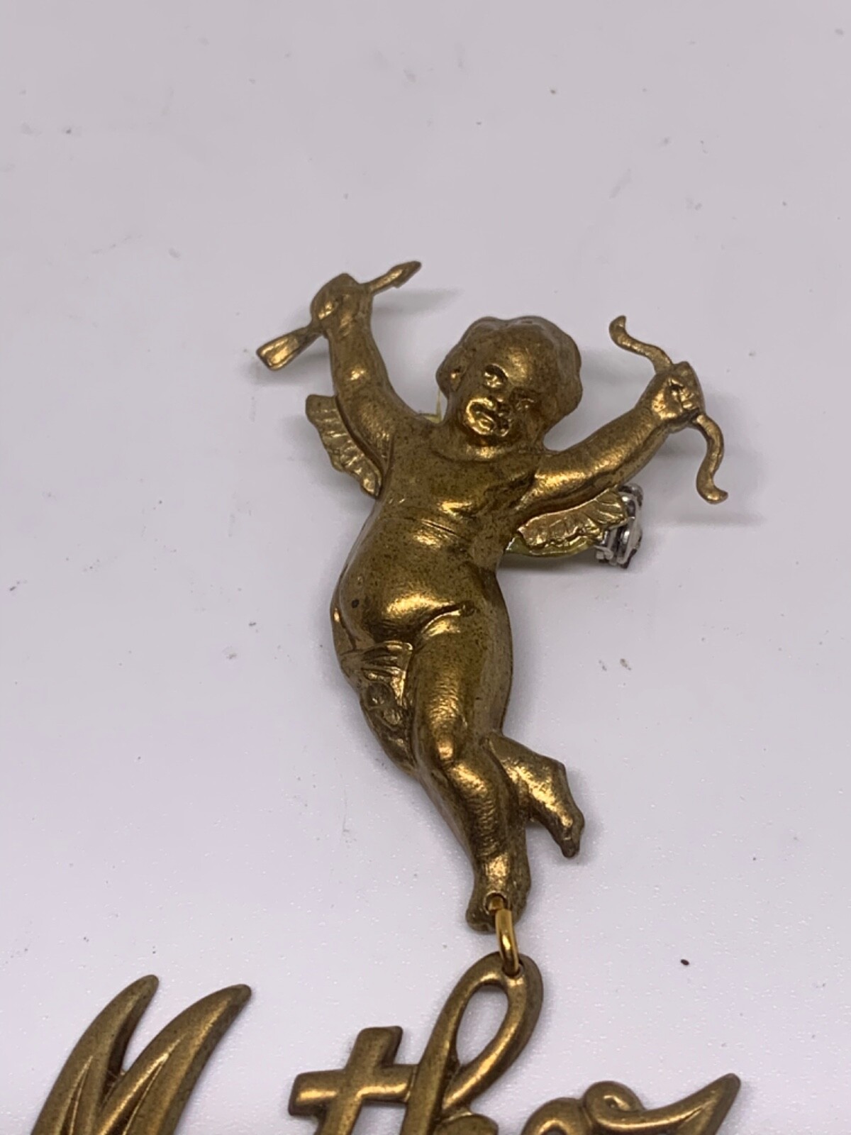 vintage one of a kind mother’s day brooch 3 part angel mother & anka cross