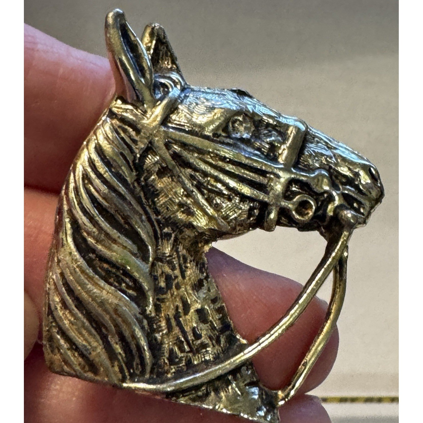 Vintage Equestrian Horse Head Pin Brooch Silver Tone Costume Rodeo Cowgirl