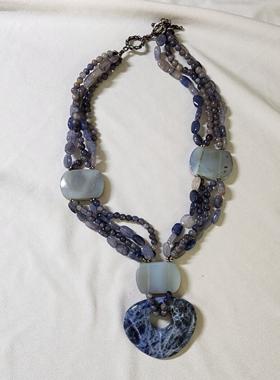 Amy Kahn Russell AKR Sterling Silver Druzy Lapis 925 Chunky Necklace Vintage