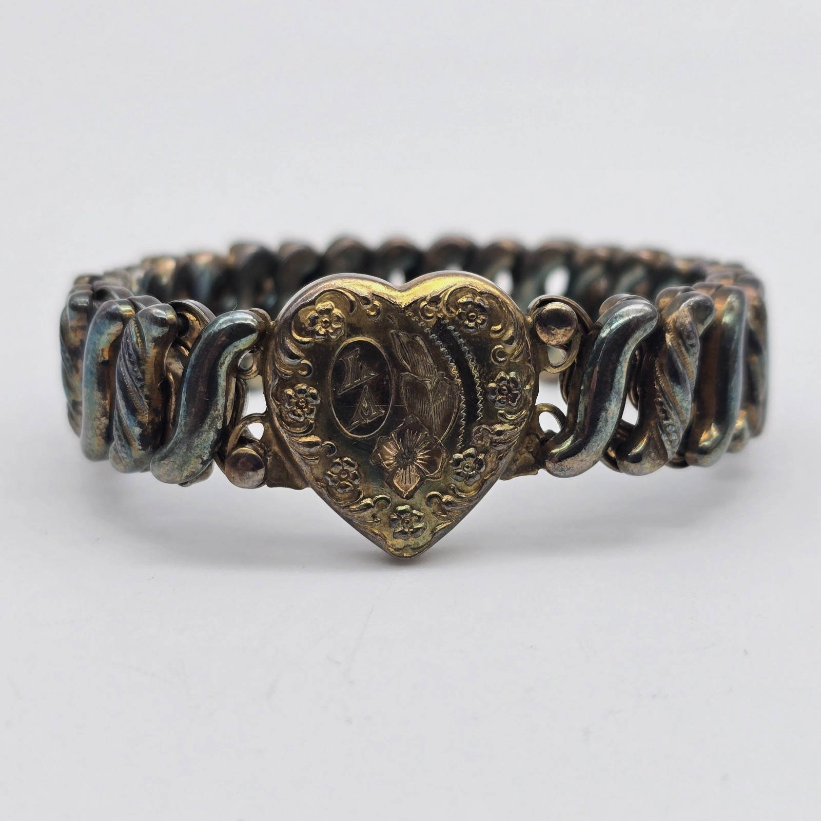 VTG Carmen Deluxe Sweetheart Floral Gold Filled Expanding Bracelet – LA Initials