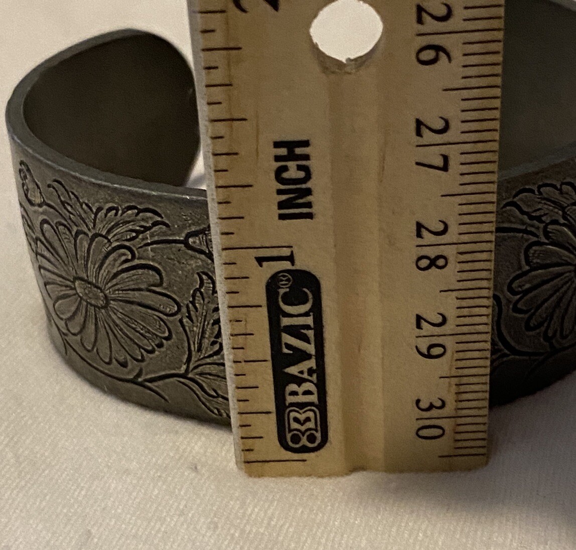 Vintage Salisbury Pewter Cuff Bracelet September Aster Birth Flower