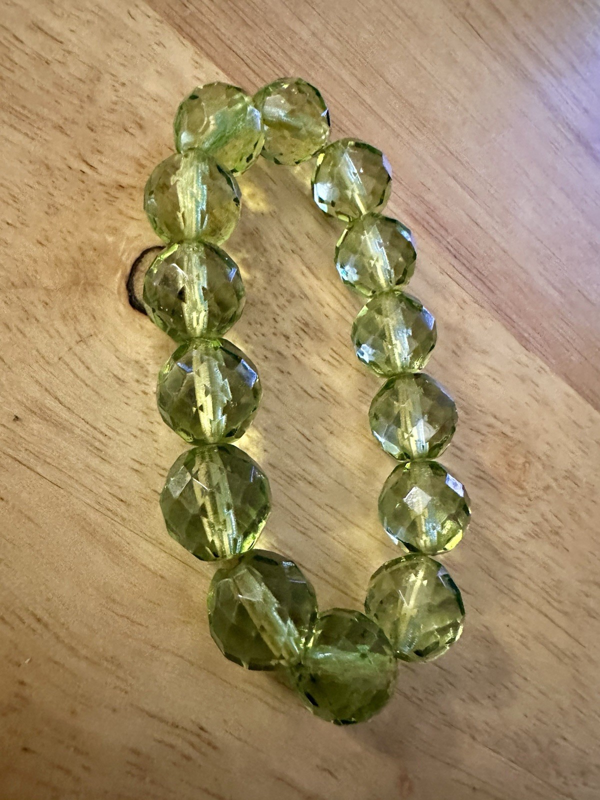 Vintage Green Faceted Stretch Bracelet.