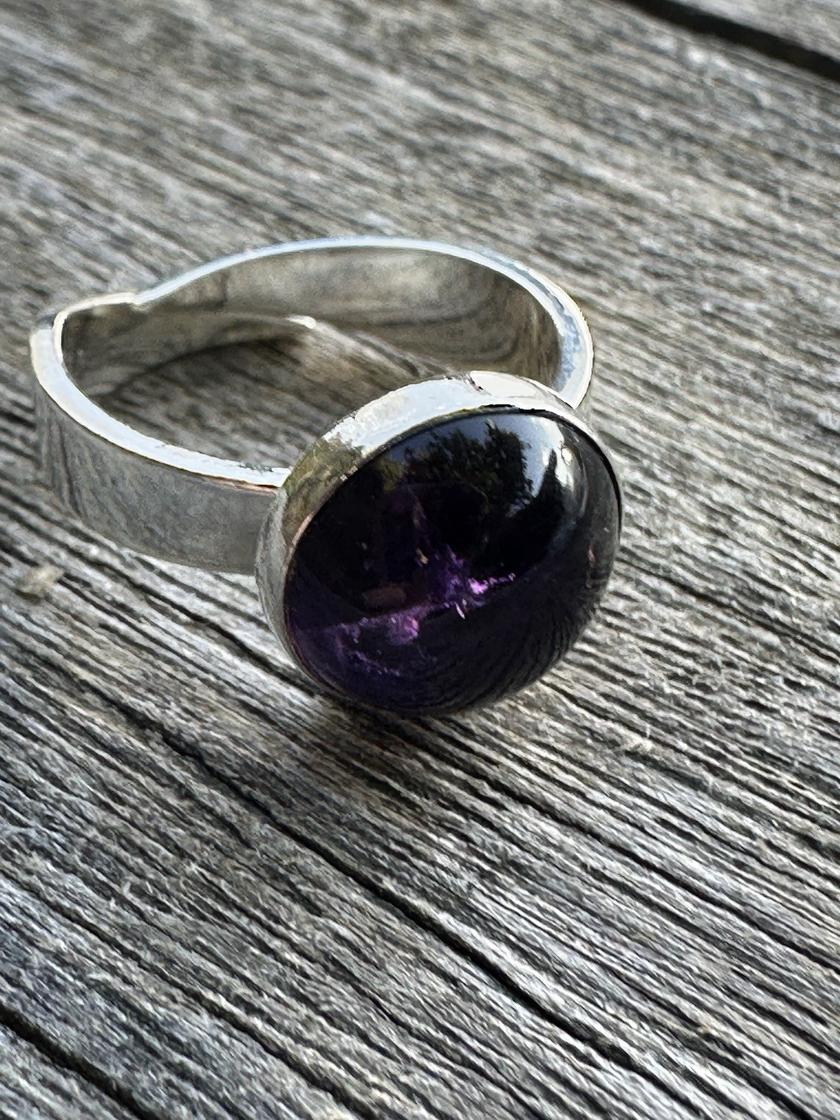 N.E From Vintage Denmark 925S Sterling Silver Modernist Ring Amethyst 1398