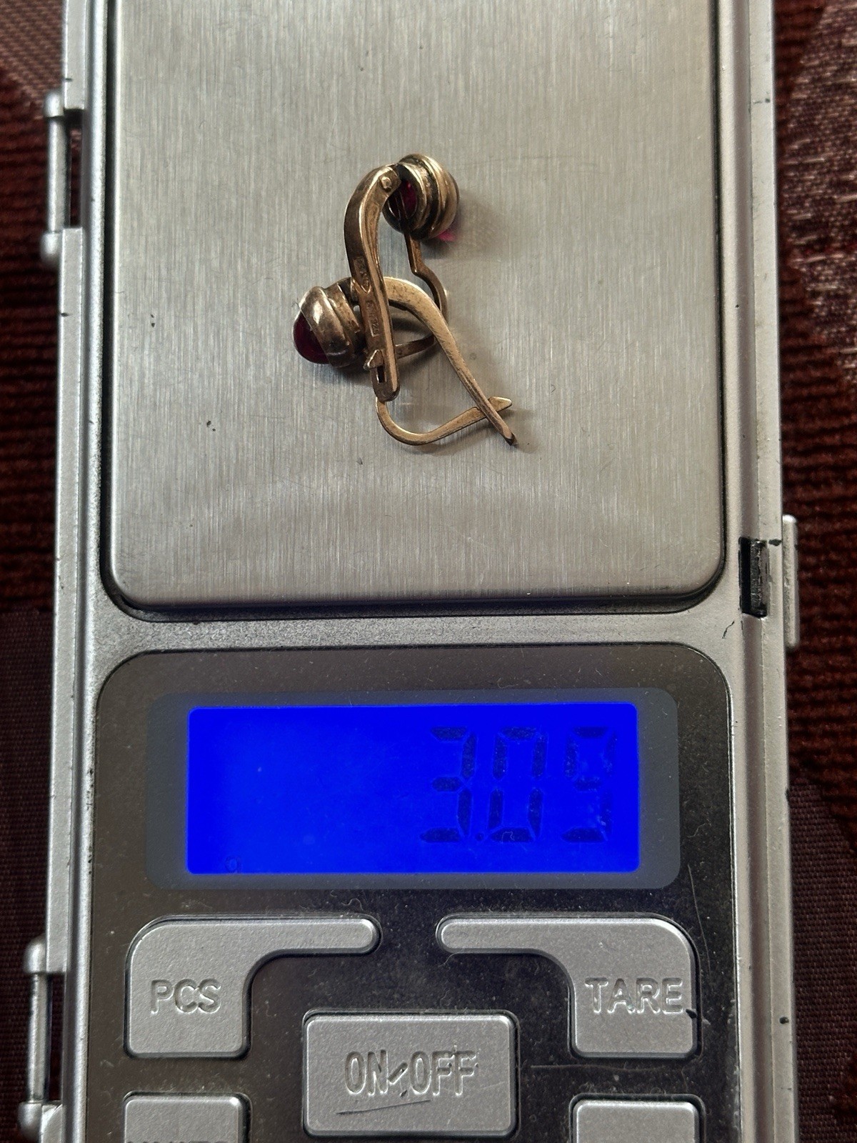 Vintage Soviet Sterling Silver 875 Rose Ruby Corundum Earrings Woman USSR