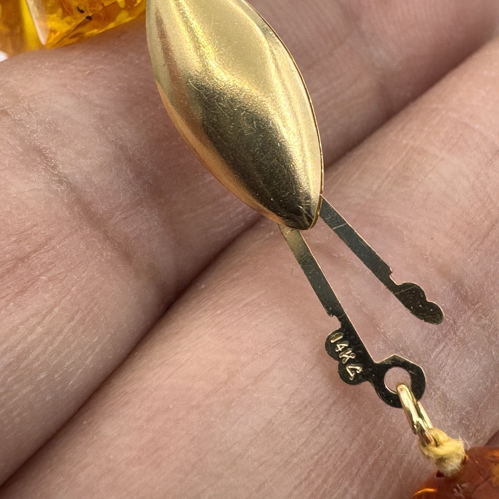 Authentic Honey Baltic Amber Necklace with 14k Solid Gold Clasp~25″