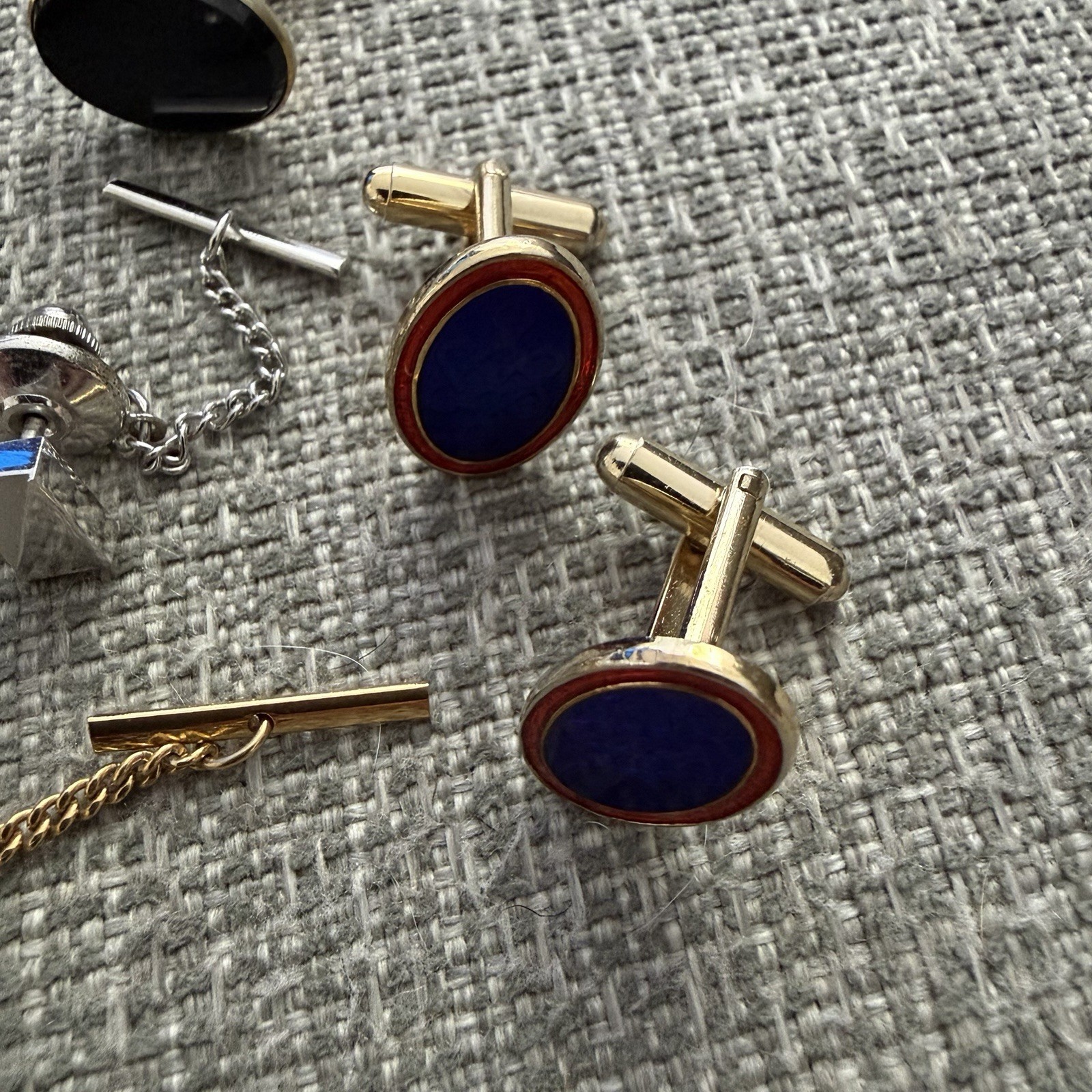 Vintage Men’s Cufflinks & Tie Tacks Lot – Damascene Swank Hickok Unmarked