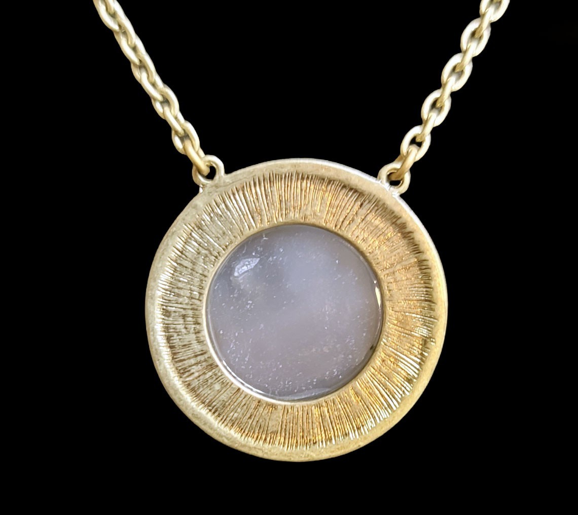 VNT Danielle Stevens Gold Tone Statement Necklace with Faux Rose Quartz Pendant