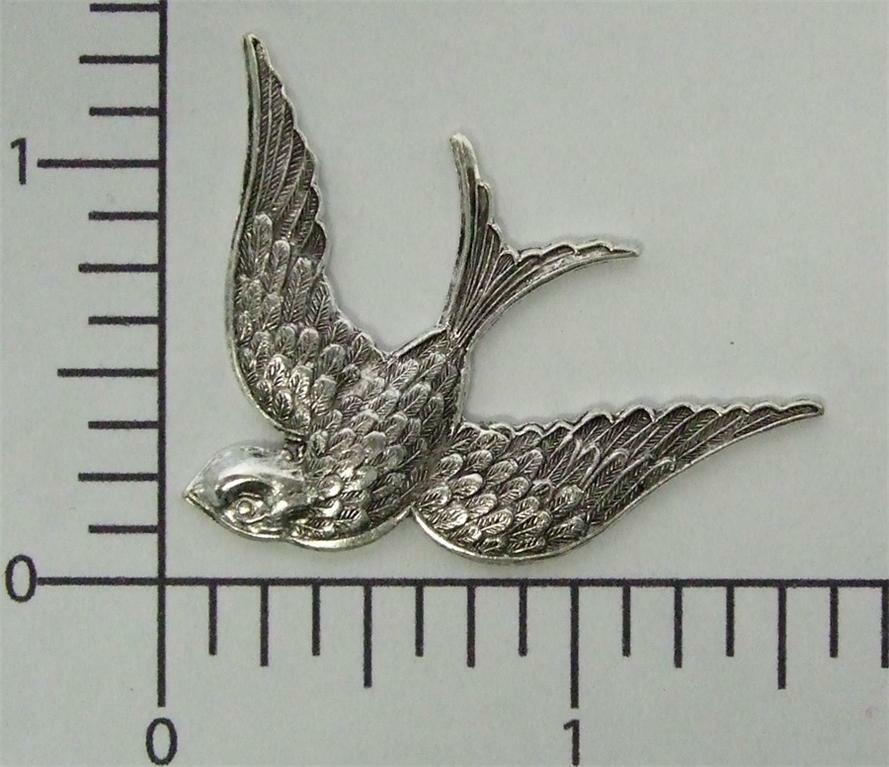 35794 Matte Silver Oxidized Victorian Flying Bird Jewelry Finding