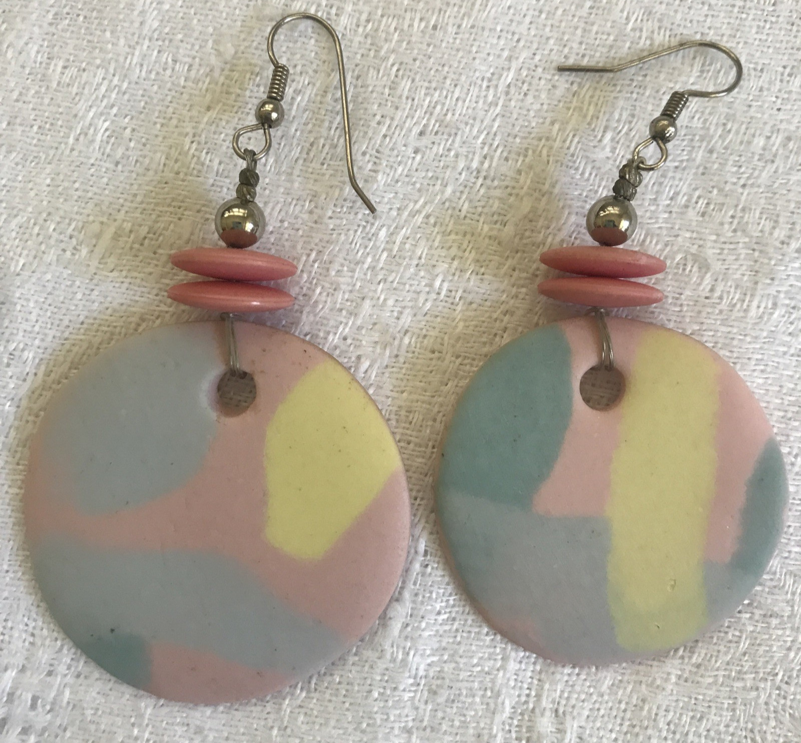 VTG 80’s Pierced Earrings Pink Blue Pastel Clay Contempo Casuals New Wave