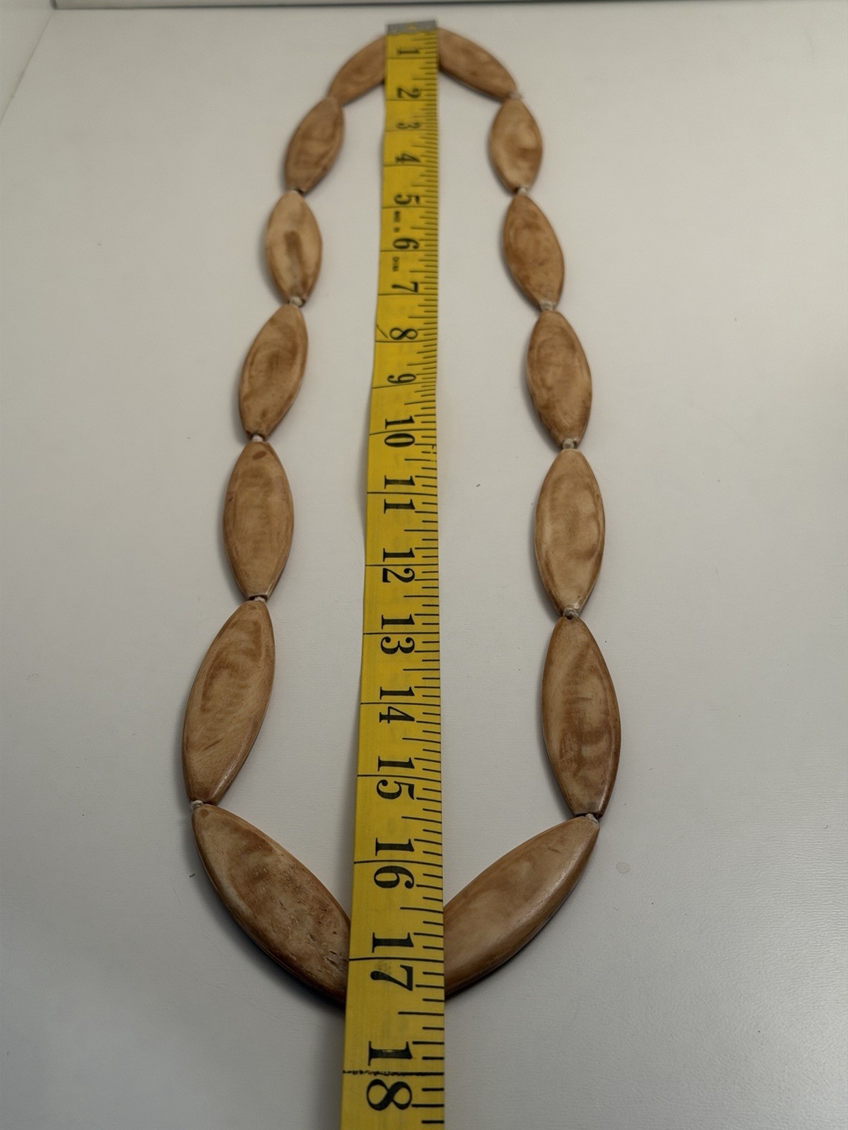 Vintage Hand-Knotted Resin Flat Oval Beaded Statement Necklace 34” 114grams