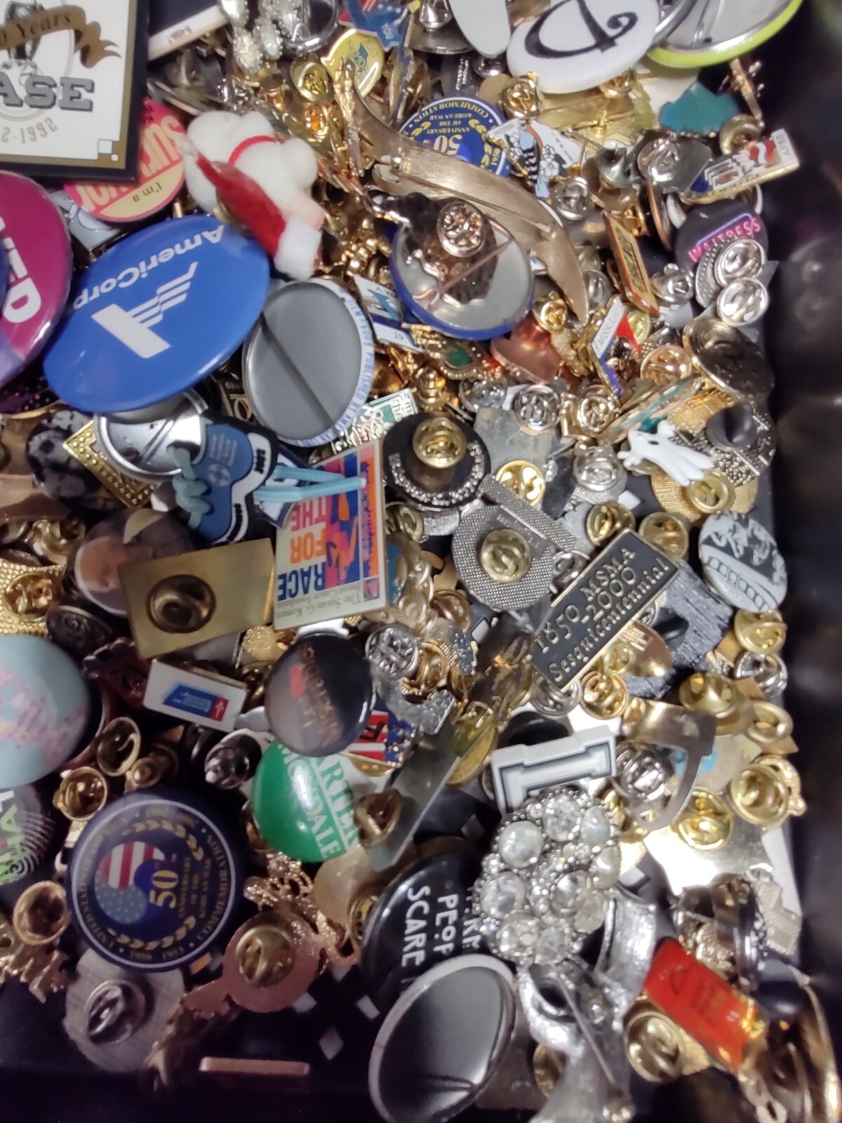 Lot Of Assorted Pins And Pin Back Buttons Pin Lot Collection ZT1 3.5 Pounds