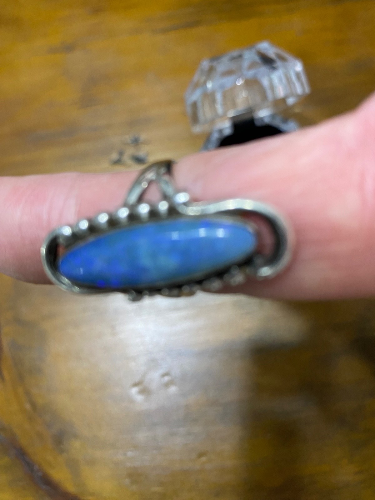 Vintage Sterling Silver and Blue Opal Doublet Ring size 6.5