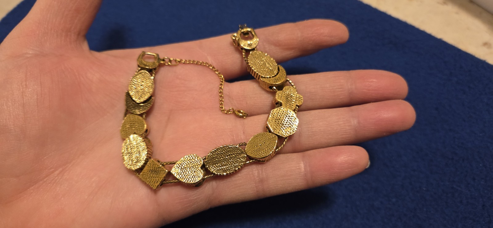 Vintage Goldette NY Victorian Revival Slide A Charm Bracelet. Excellent Cond.