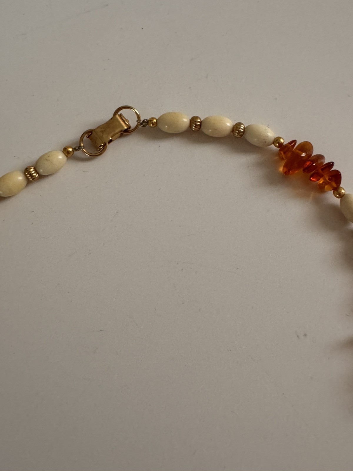 Vintage Lee Sands Double Strand Amber Bead Necklace Heart Spacer Boho Coastal