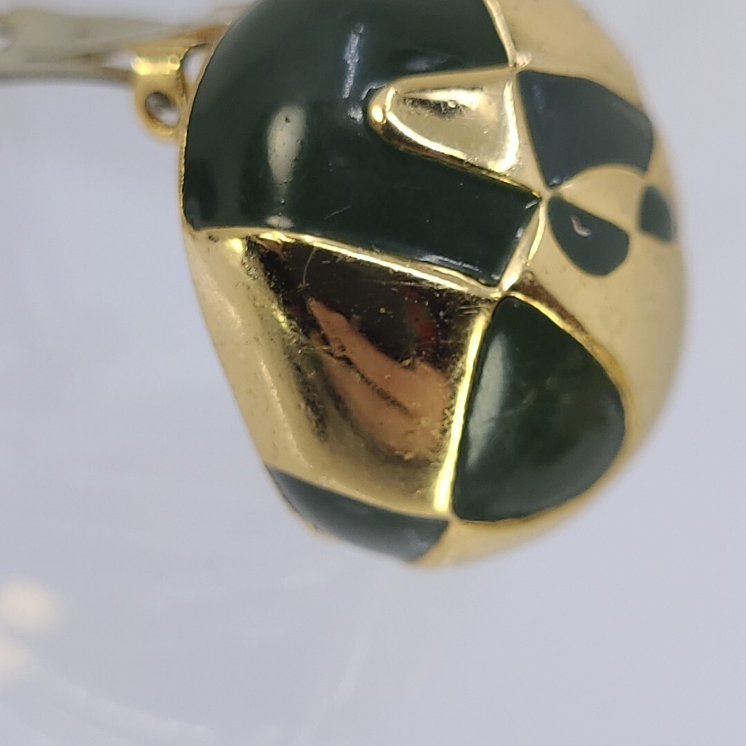 Chunky Vintage Orena Paris Earrings Clip On Jewelry Couture Jade Color Enamel
