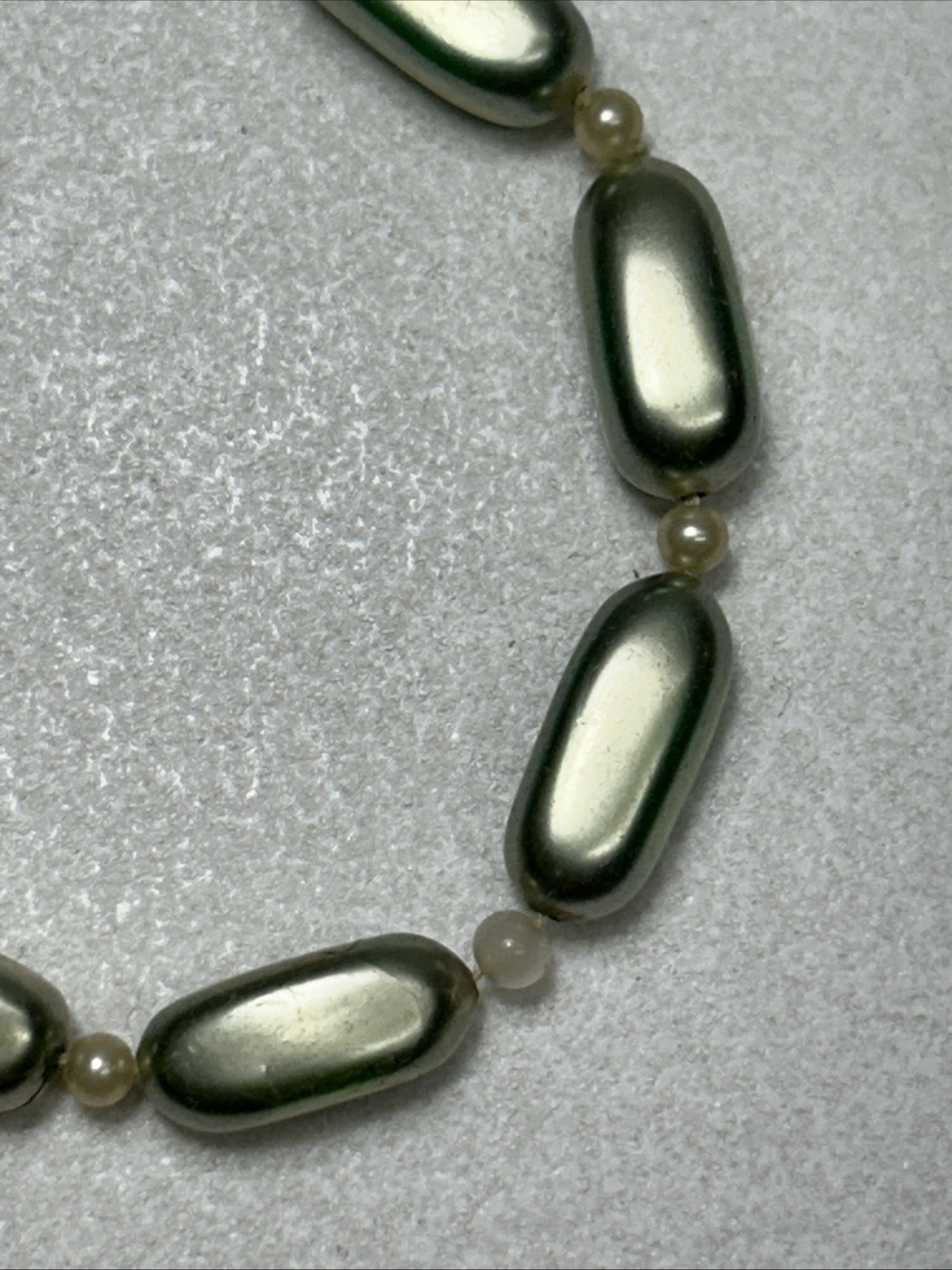 Vintage Beaded Bracelet With Sterling Clasp And Simulated Emerald
