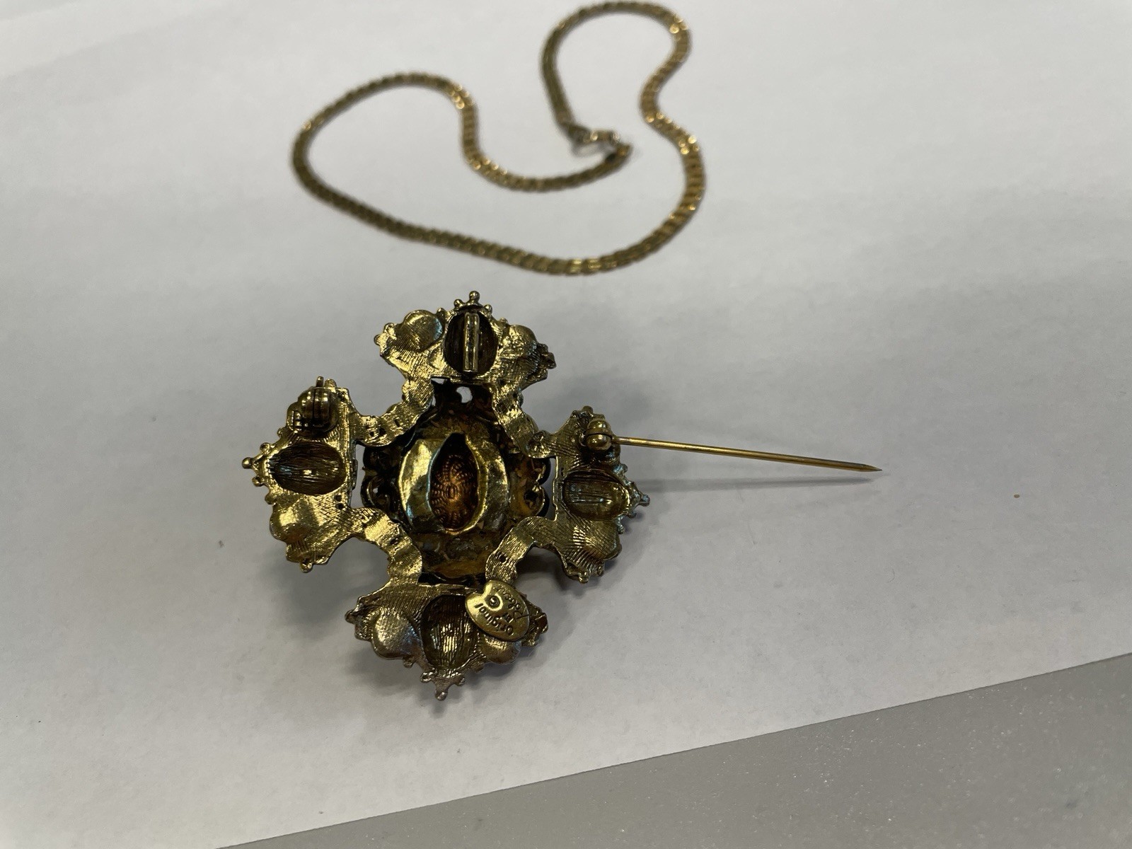 ORIGINAL BY ROBERT VINTAGE MALTESE CROSS RARE PENDANT BROOCH/PIN AWESOME COLORS