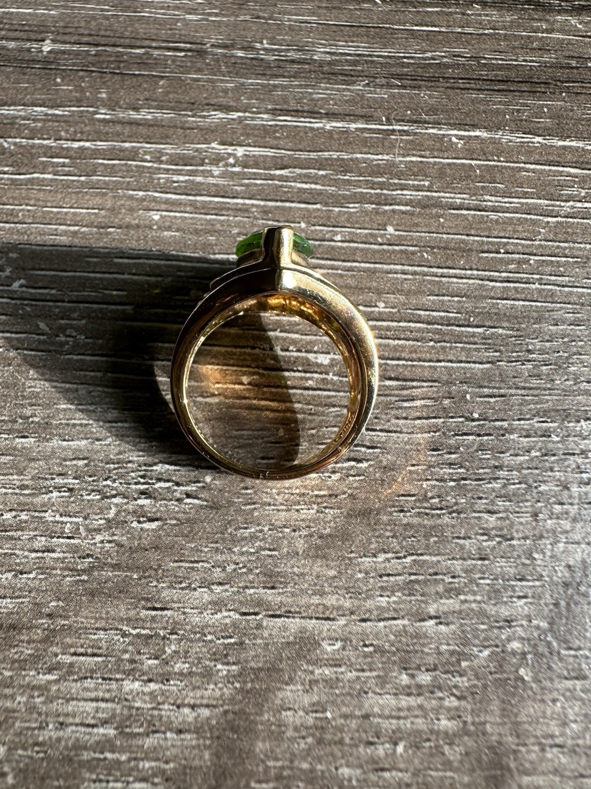 Sterling Silver Stamped 925 Gold Wash Glass Peridot CZ Vintage Cocktail Ring 7