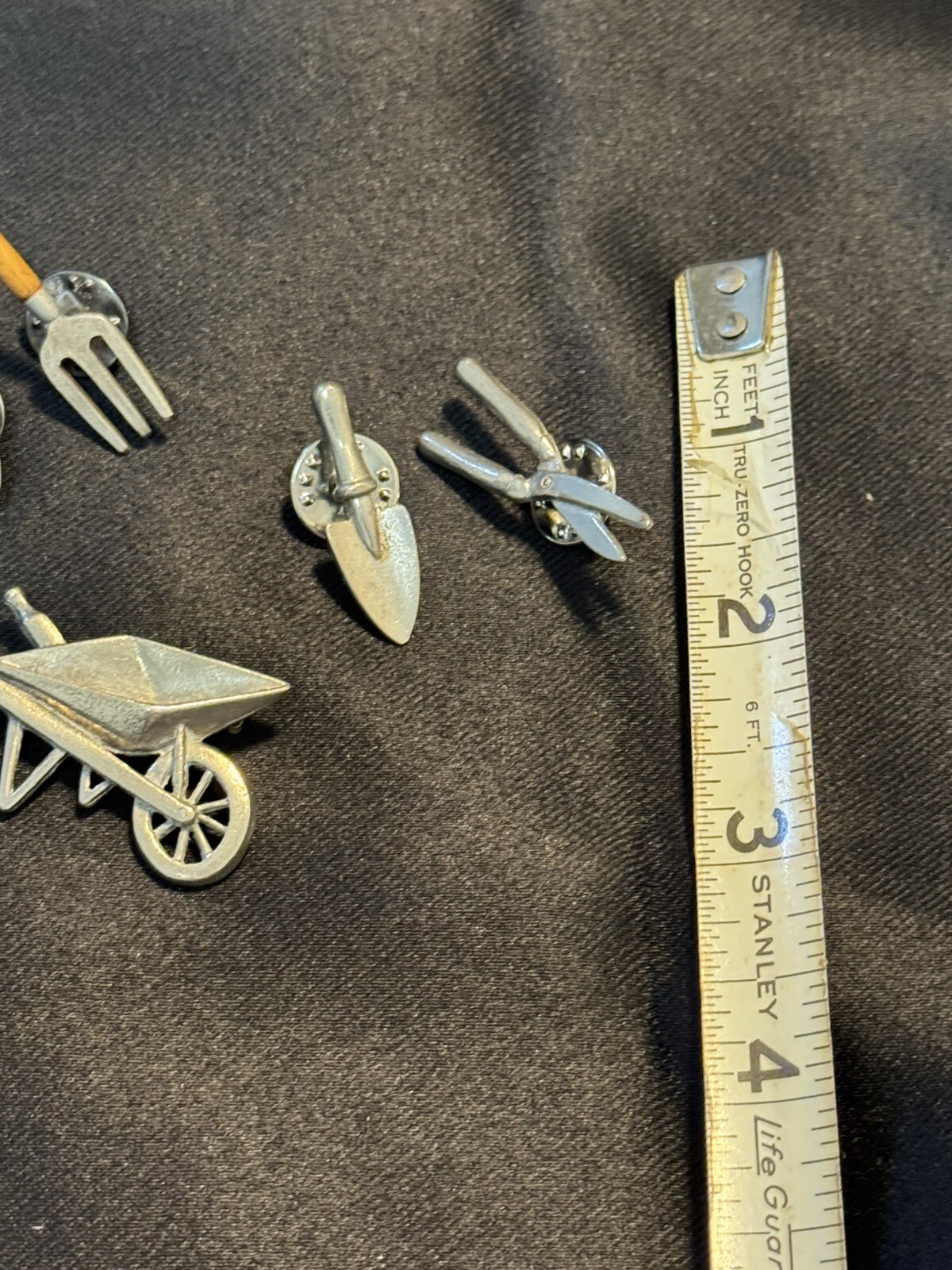 5 Piece Vintage Gardening Tool Pins By CLIFT Wheelbarrow, Shovel, Clippers