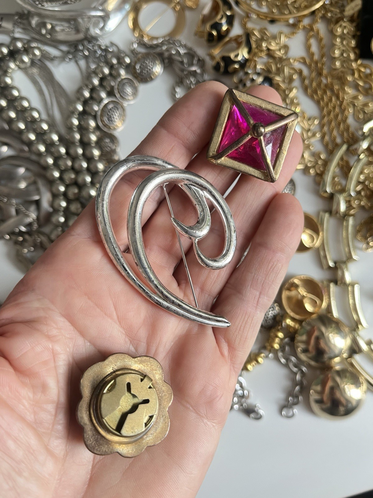 Vintage Jewelry Lot Monet Trifari Art Brooch Necklace Earrings 1960-1990’s