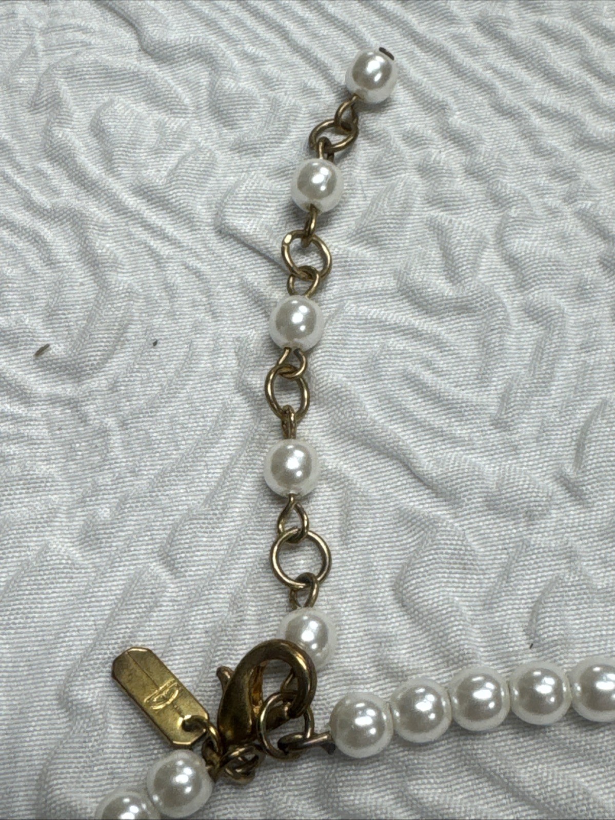 VINTAGE ANNE KLEIN Signed Faux Pearl Collar DESIGNER NECKLACE Sunburst Pendant