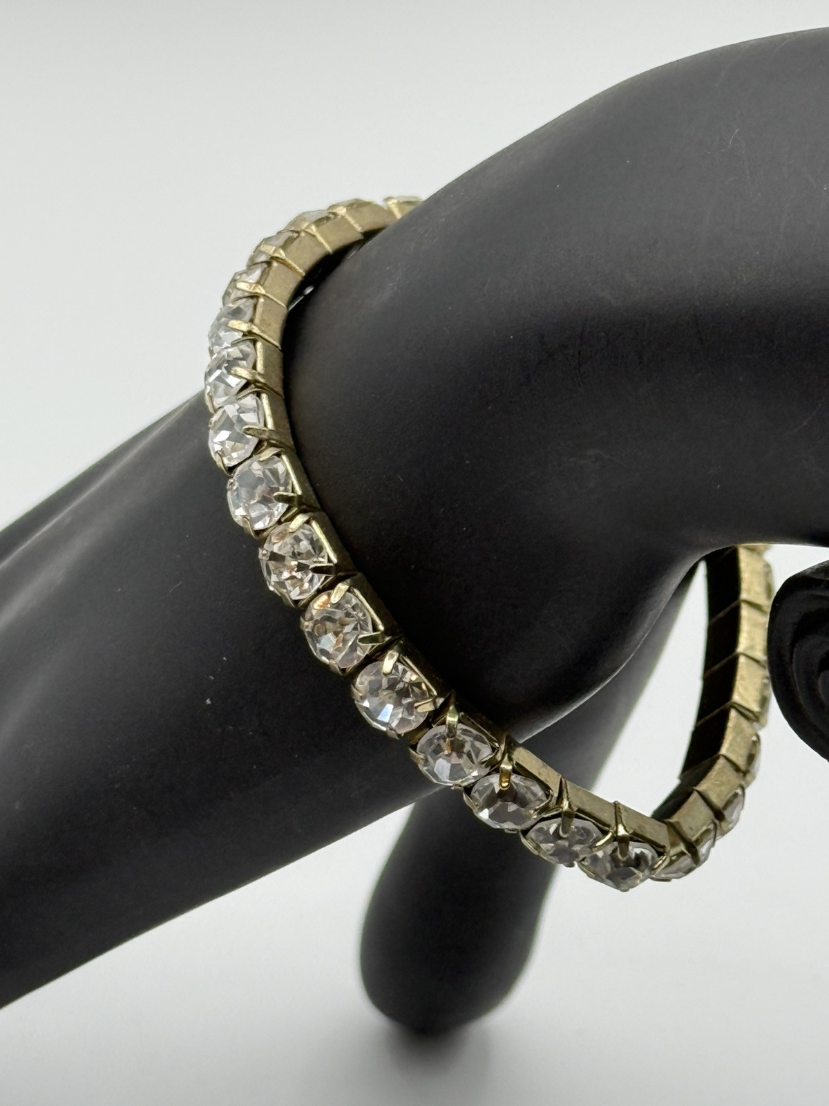 Vintage Rhinestone Expander Expanding Stretch No Rubber Bracelet #597