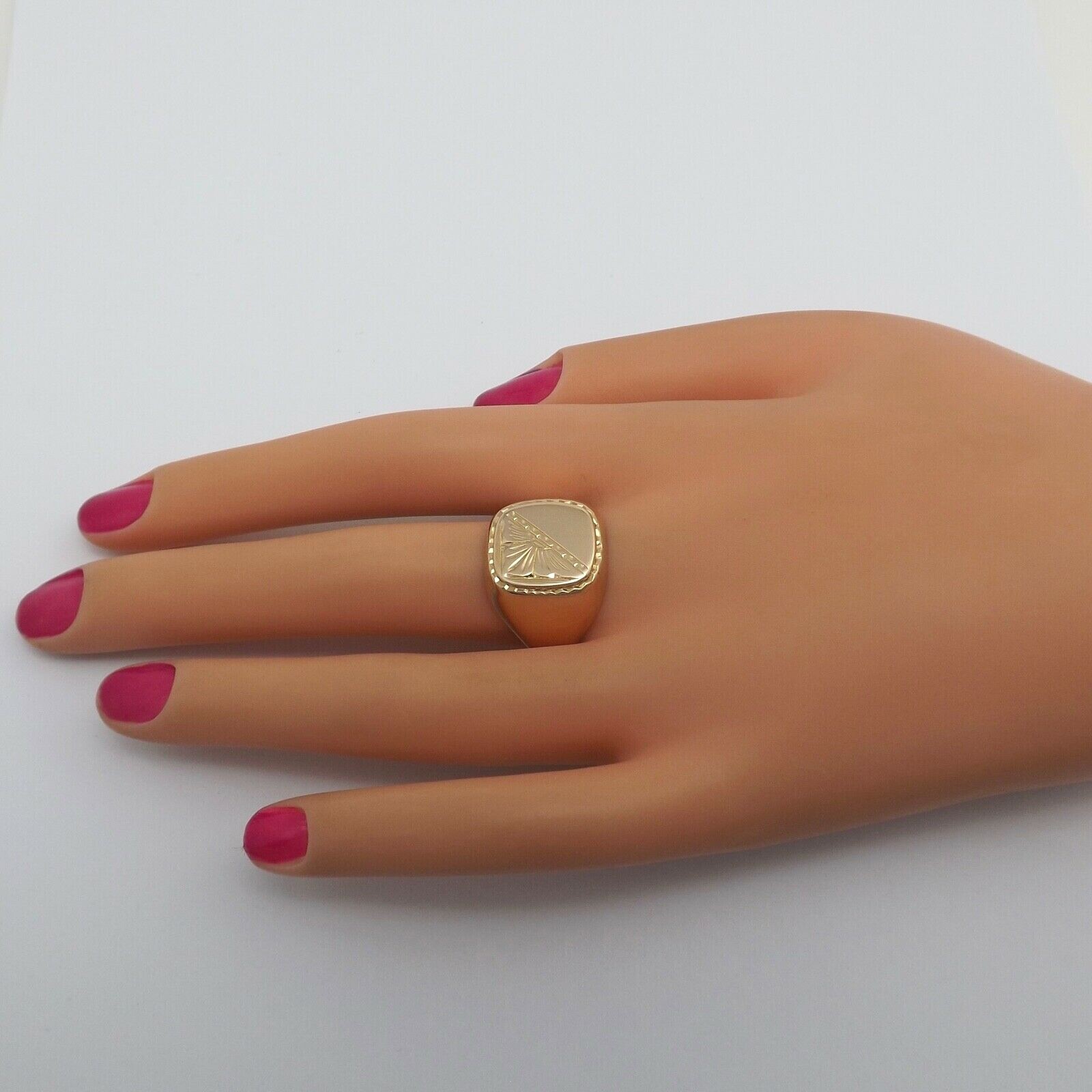 Solid 18k Rose Gold Initial Letter Signet Men Ring Vintage Engravable sz11 Italy
