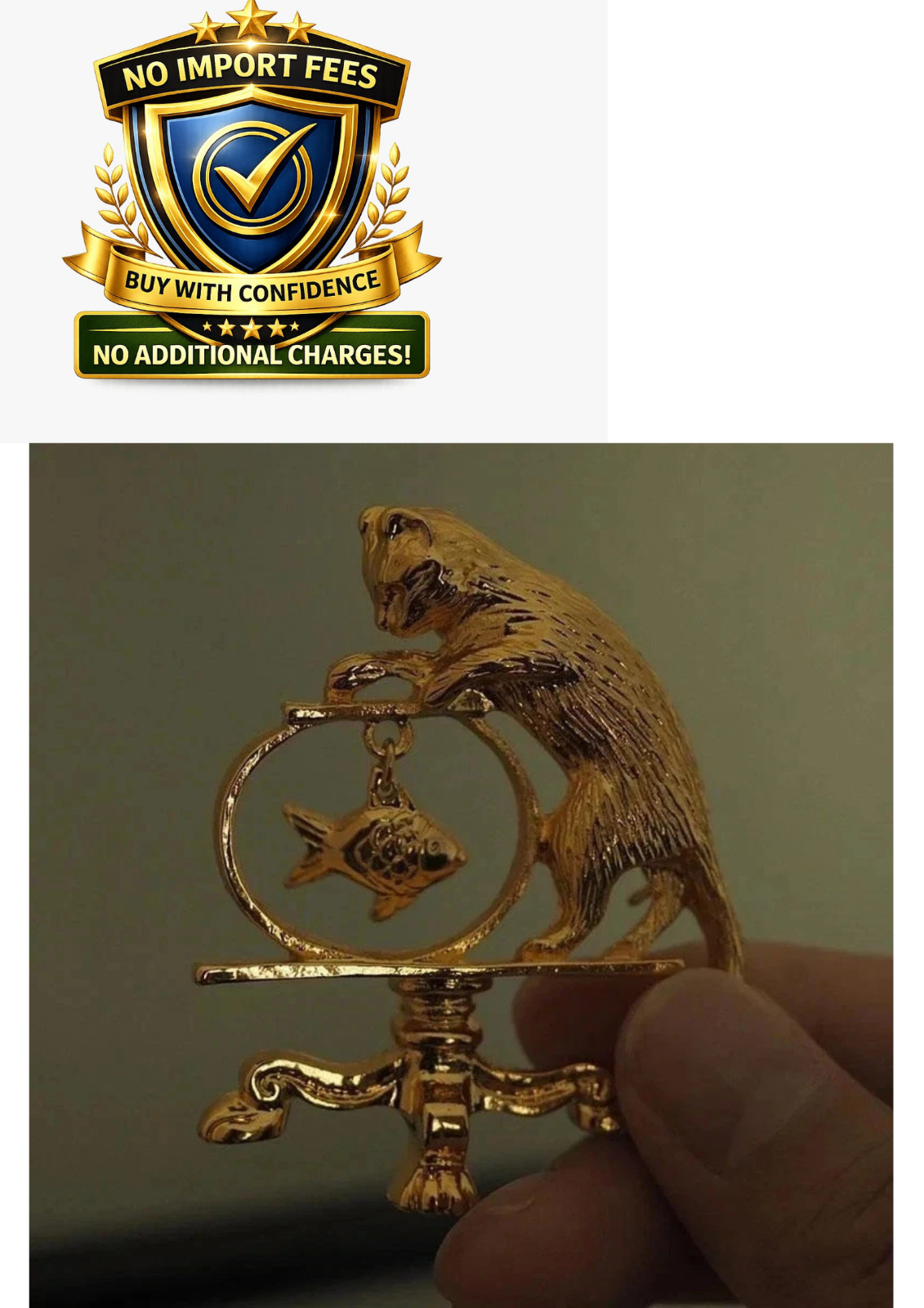 Antique Jewelry Cat Vintage Fishing Brooch Personality Vintage Brand Gold Plated
