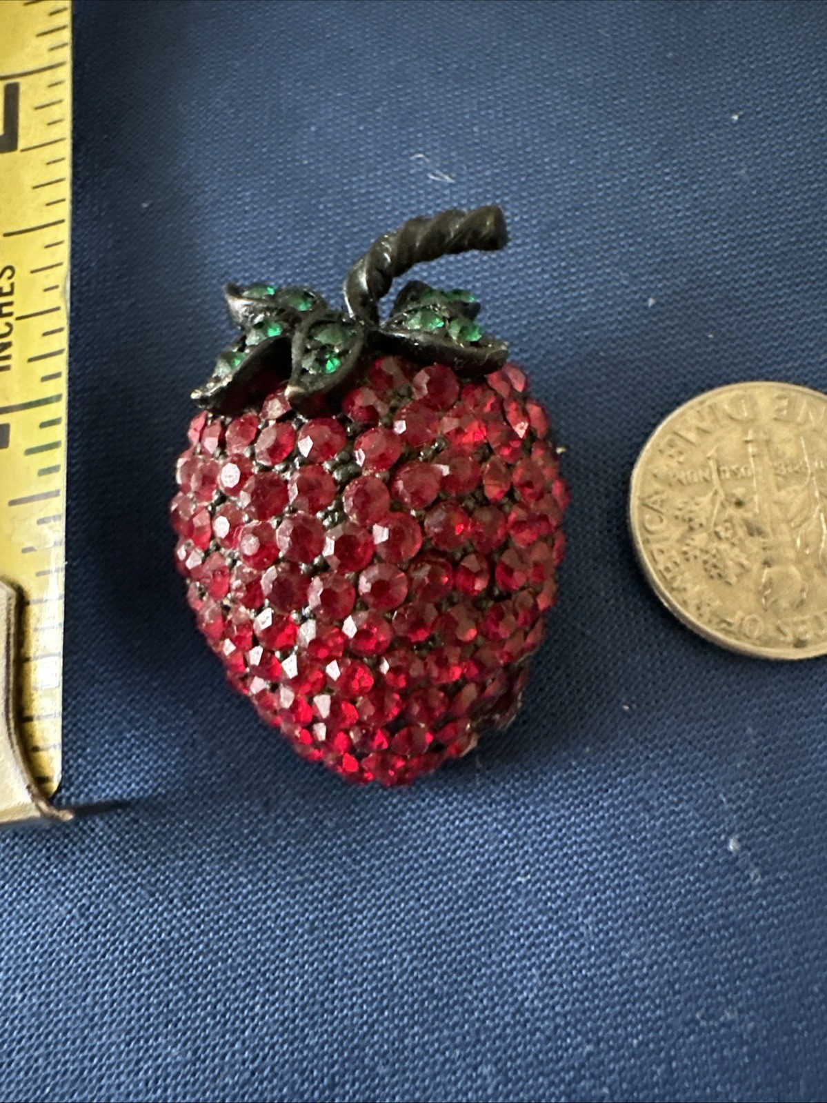 Lot Of 2-Vintage WEISS Red Rhinestone Strawberry Brooch Pin 1.5” Signed