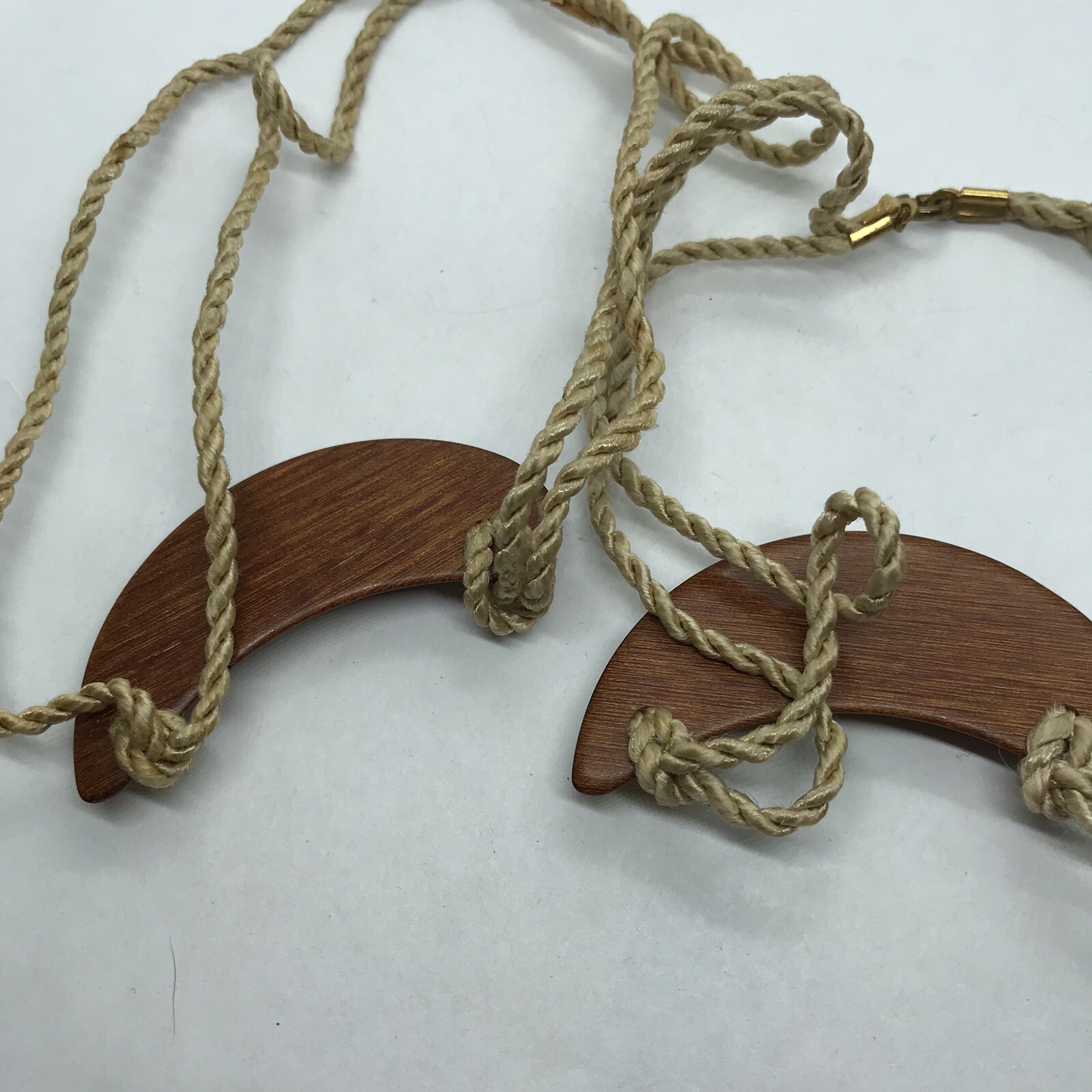 Vintage Necklace Lot Boho Wood Corded Natural Earth tones Brown Choker 70s hippy