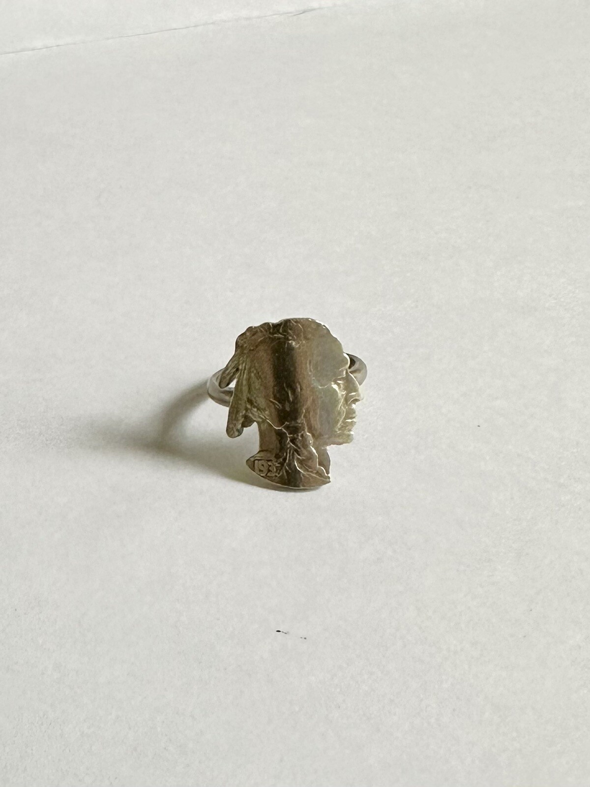 1937 US Buffalo Nickel Coin Silhouette Ring -Artisan Cut. Great Condition