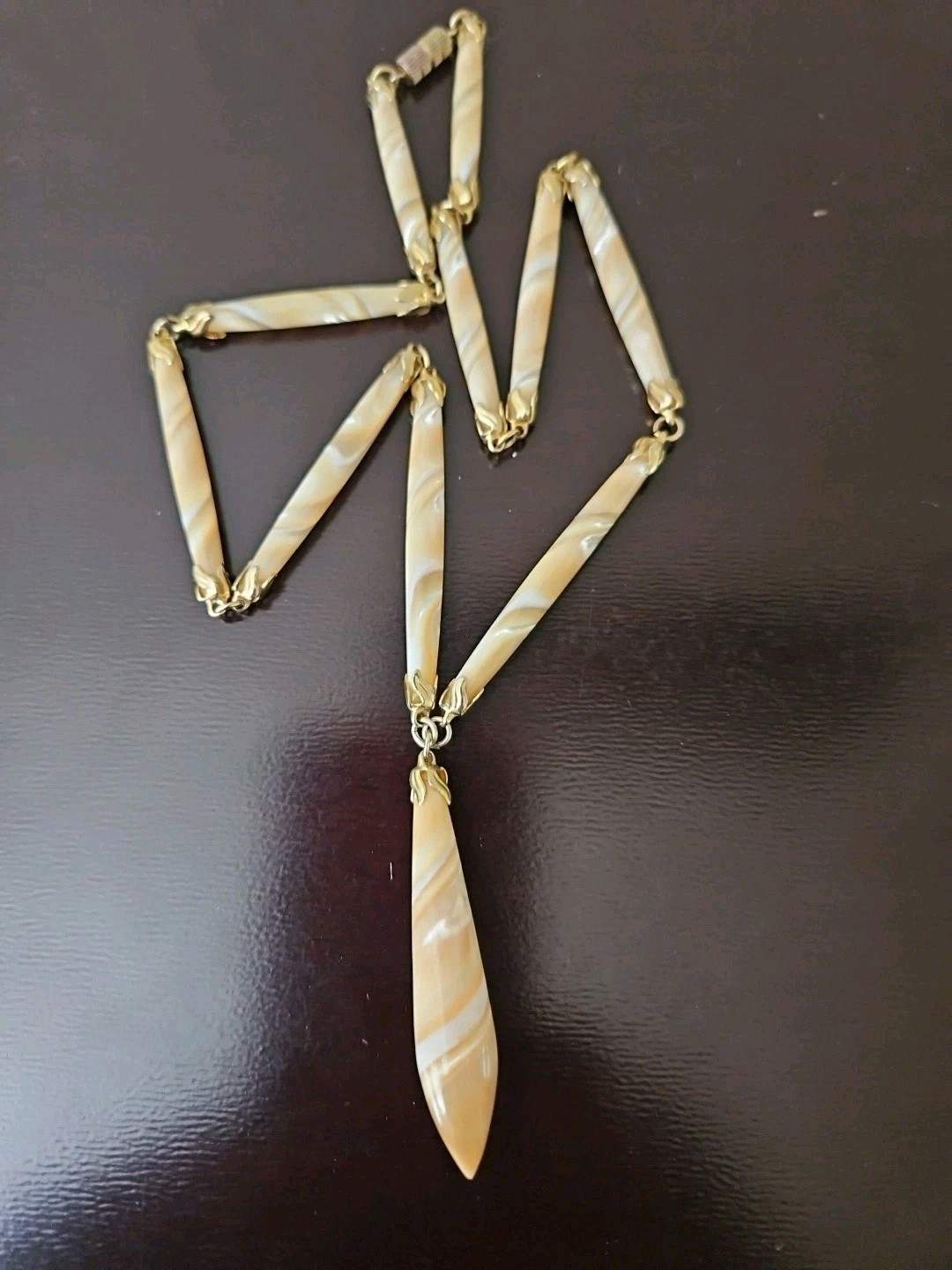 Vintage Mother of Pearl Y- Drop Dangle Necklace
