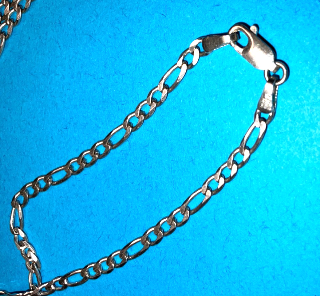 Vintage 925 Sterling Silver Sailboat Pendant & Figaro Chain Necklace 6g Nautical