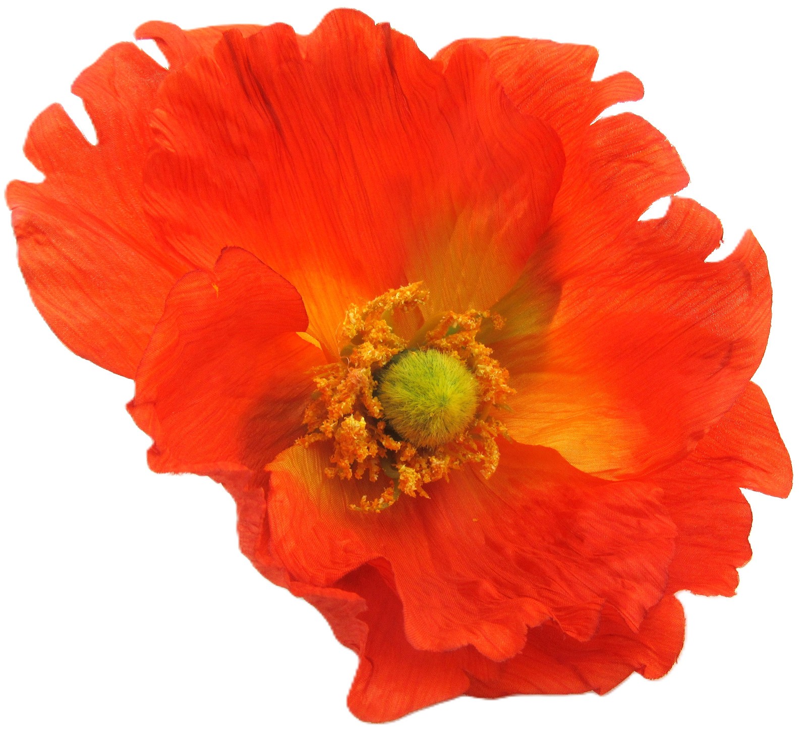 Extra Large 6 inch Tropical Orange Poppy Silk Flower Brooch Pinh
