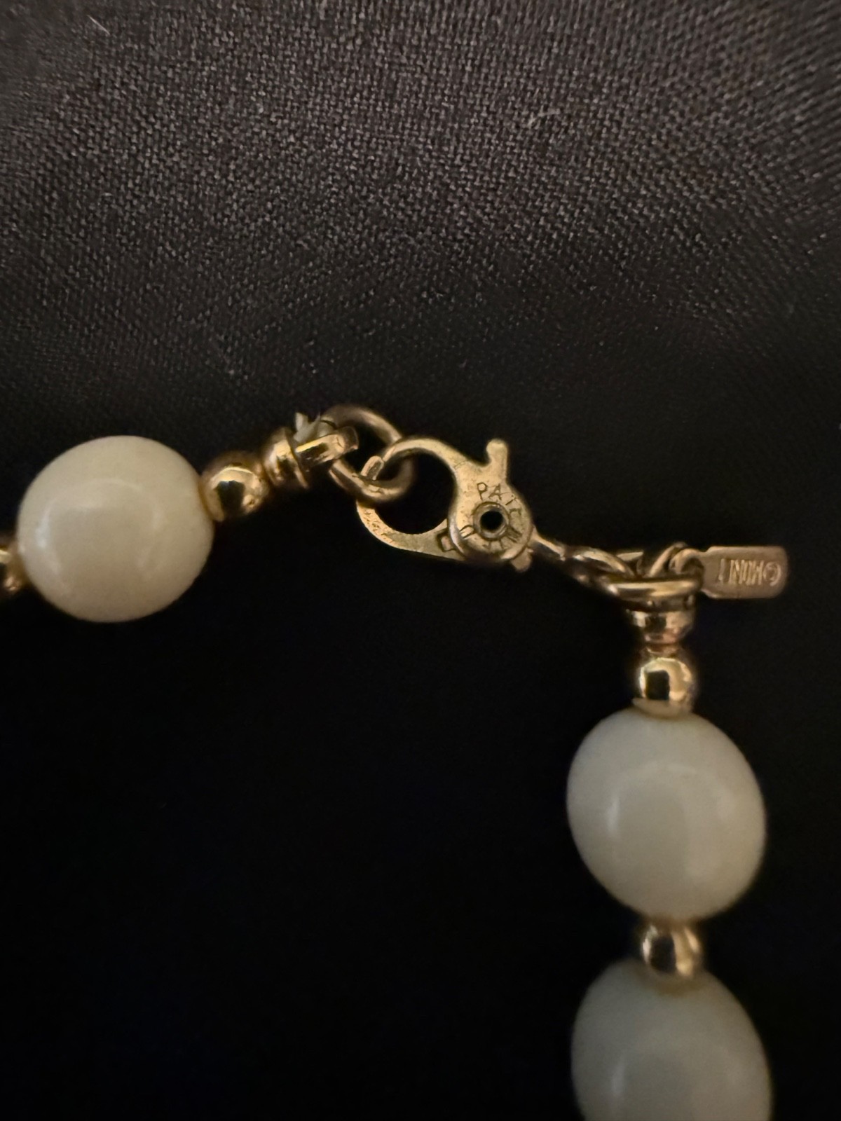 Vintage Monet White Beaded Signed Bracelet Gold Tone Chic Classic Sister Clasp