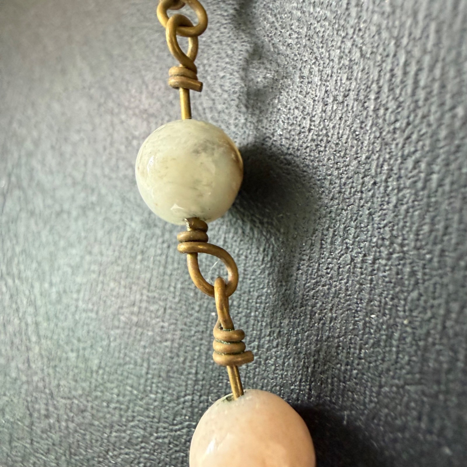 Necklace Multi-Color Pastel Beaded Hand Wired Bohemian Gold Tone 19 inches