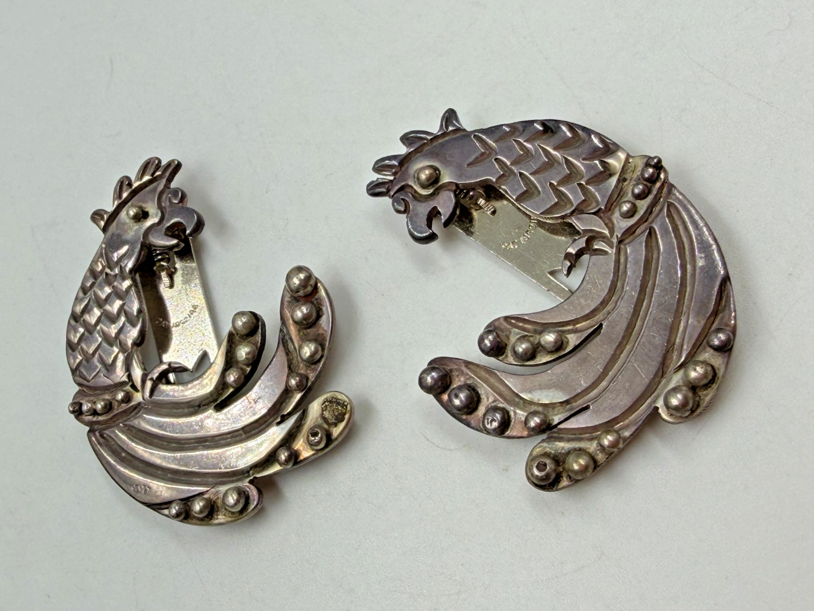 Vintage Dress Clip Bird 980 Silver Los Castillos Pair Taxco Z68