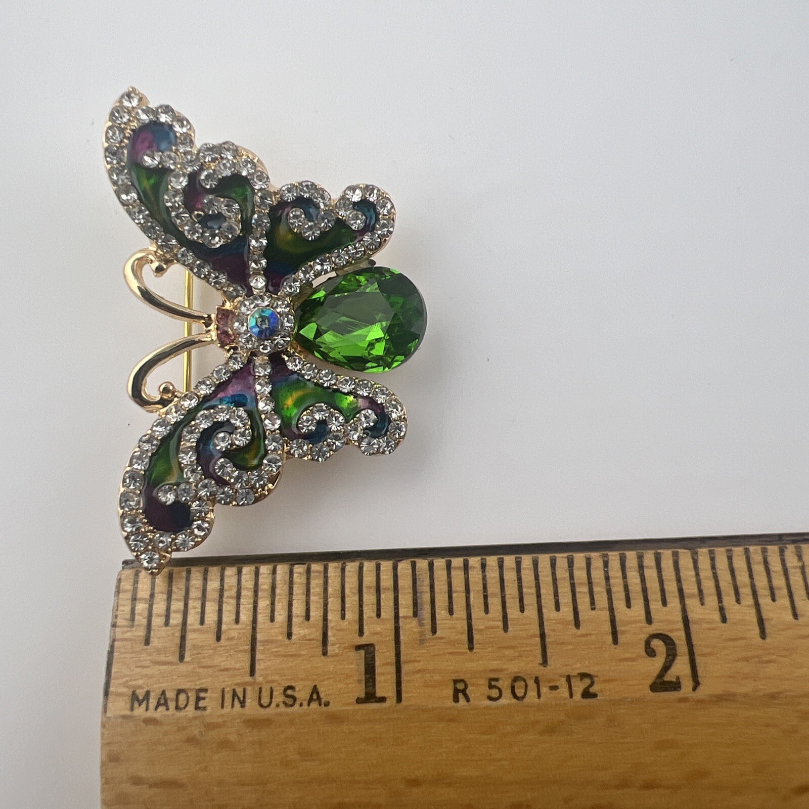 Vintage Green Butterfly, Colorful Butterfly, Butterfly Brooch A-53