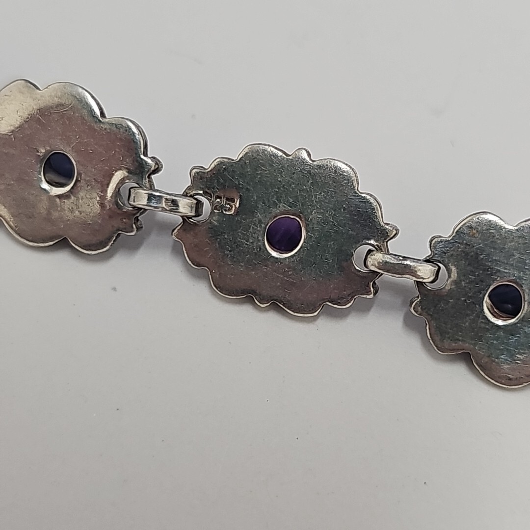 Vintage 925 Sterling Multicolor Stone Bracelet 7.25in 24g F796