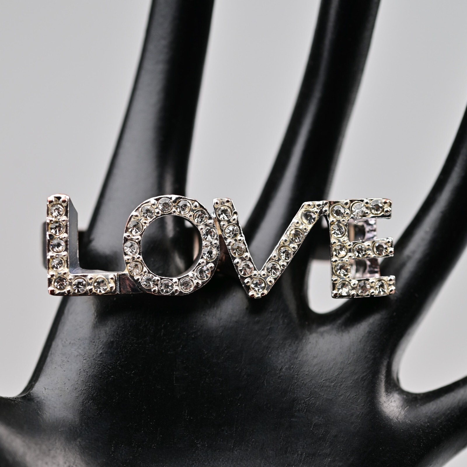 LOVE Letter Original Vintage Rhinestone Designer Cubic Zirconia Dual Estate Ring