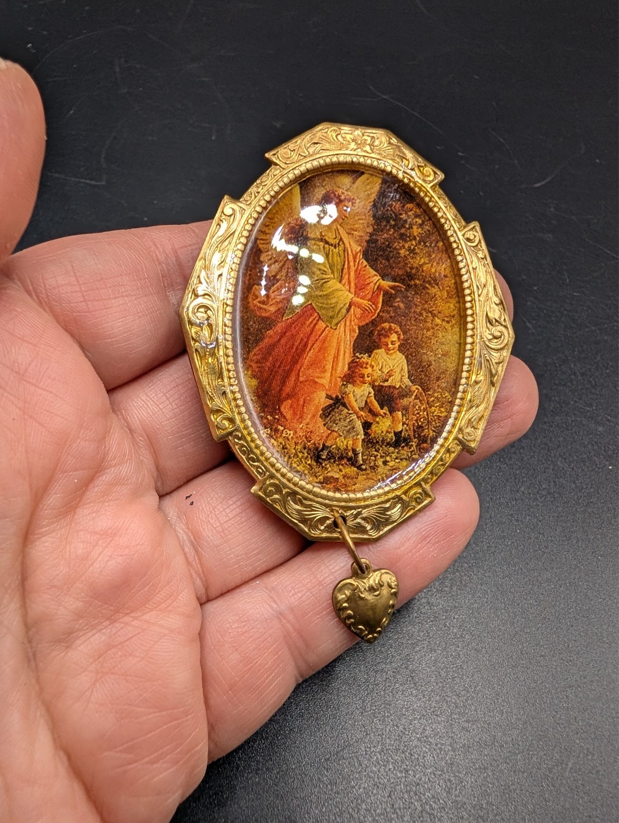 Vintage-Style Handcrafted Guardian Angel Brooch/Pin
