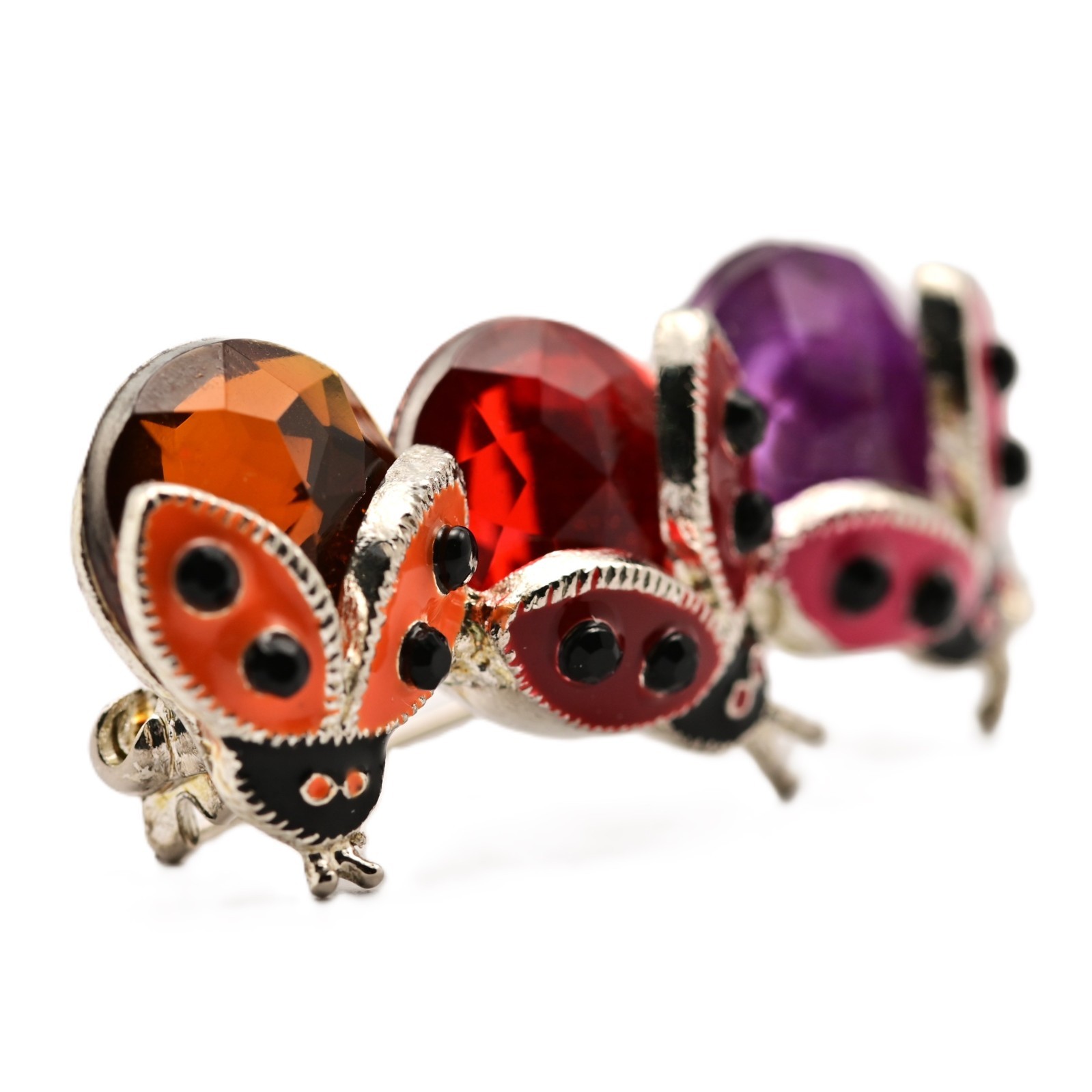 TANYA CREATIONS Original Vintage Rhinestone Enamel Estate Ladybug Brooch Pin