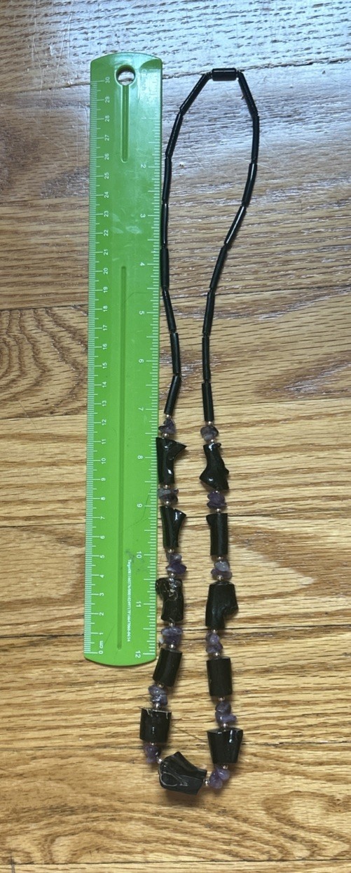 Vintage estate Hawaiian black coral Amythest 28”necklace Genuine & Rare Piece
