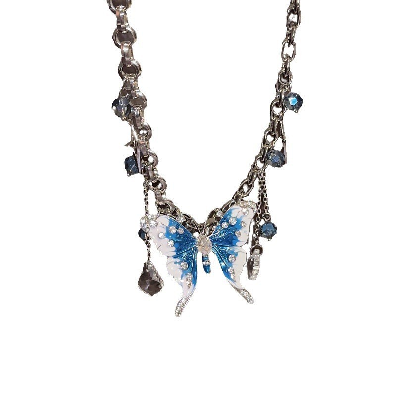 Vintage Rhinestone Butterfly Choker Necklace Retro Zircon Party Jewelry Gift