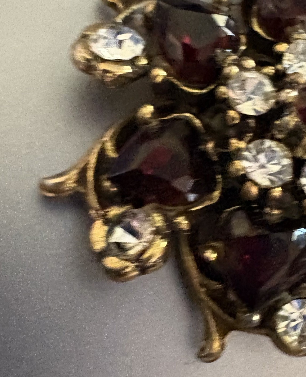 Vintage Bohemian Red Garnet Chaton Rhinestone Cluster Earring Craft Component