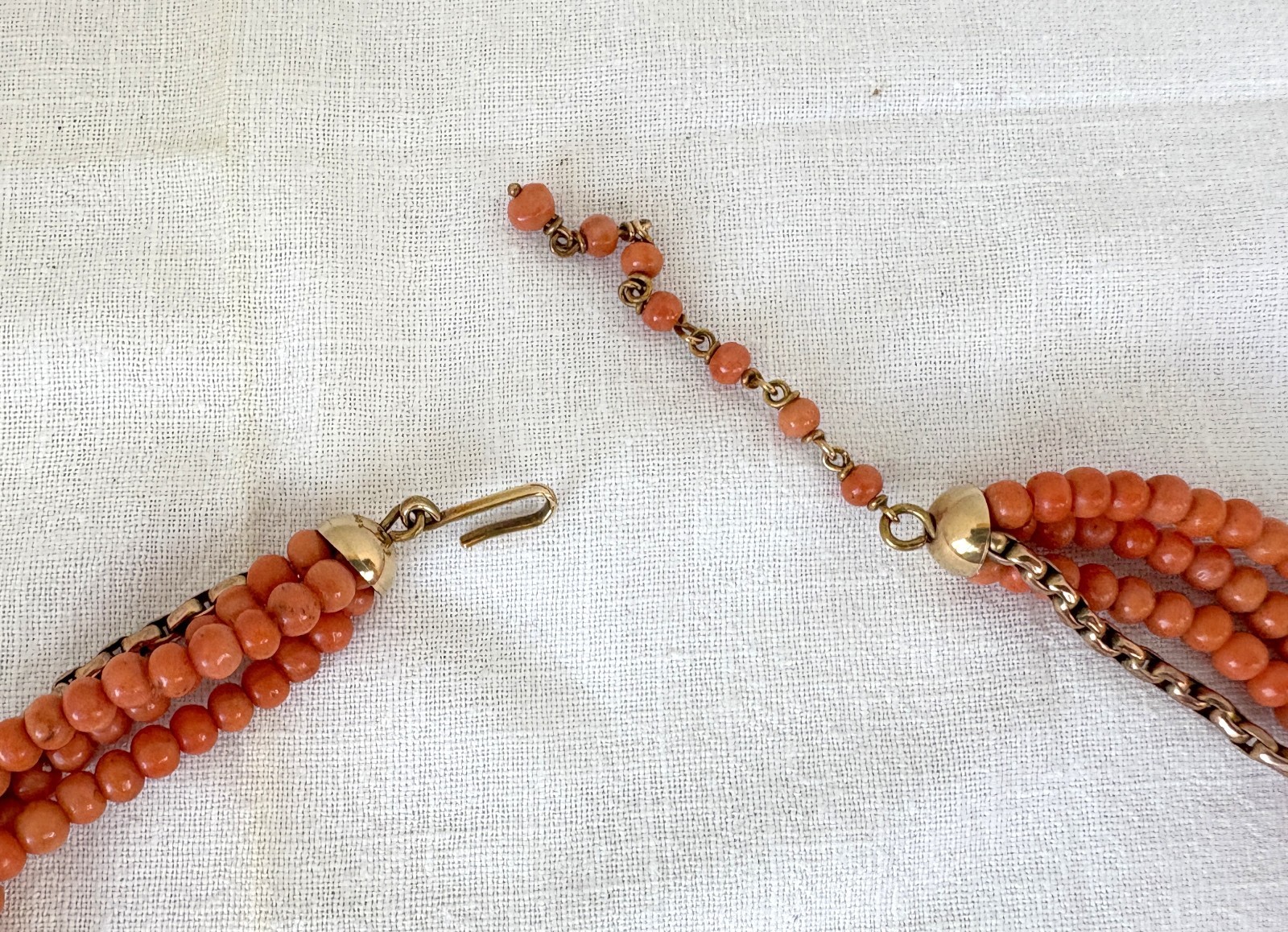 Deco Era Natural Salmon Coral Torsade Necklace