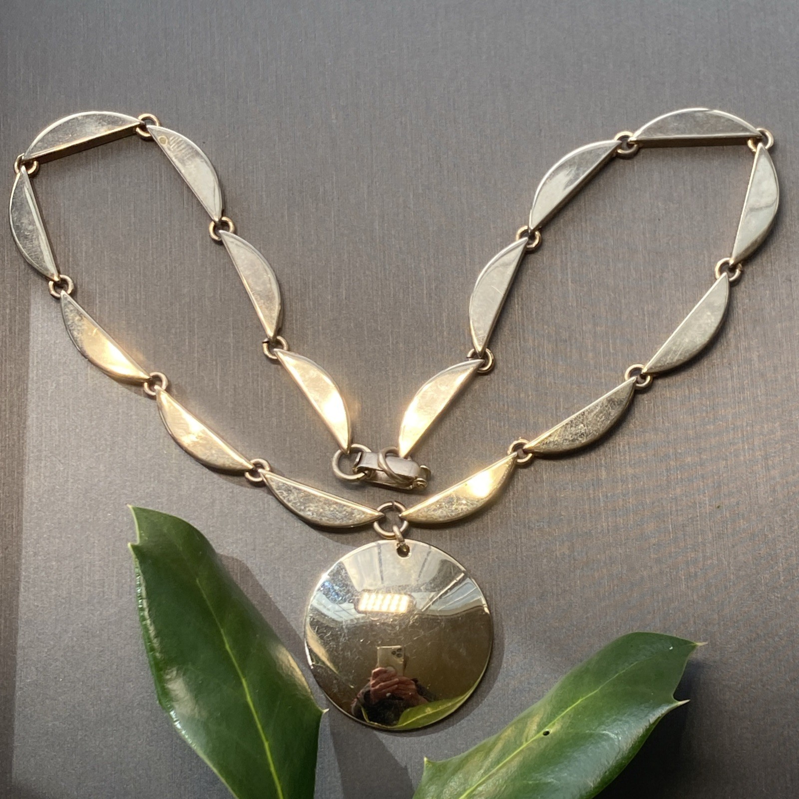 Vintage Choker Necklace Estate Jewelry Pre-owned Bold Gold Plated Gate Link 15”