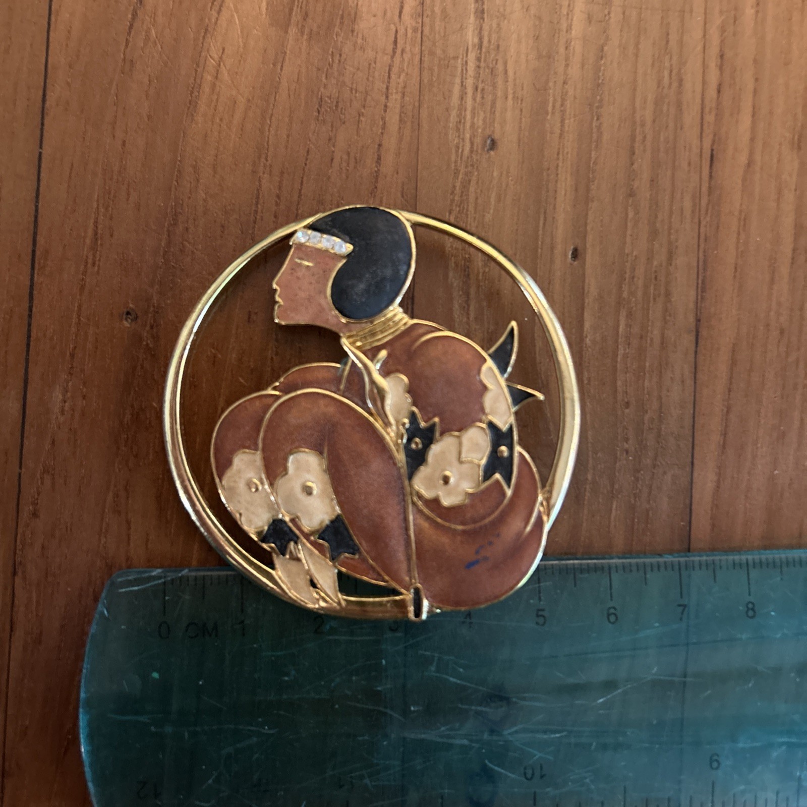 Orena Paris Enamel Spiral Brooch Pin 1.5in