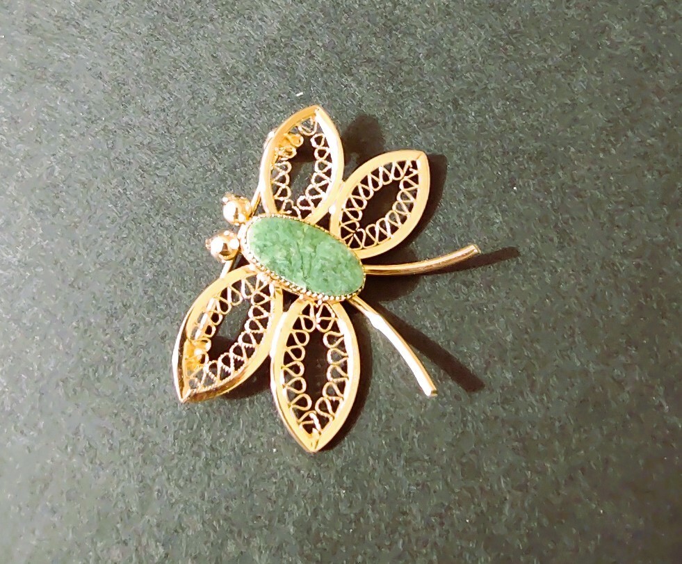 BUTTERFLY PIN CHRYSOPHASE 12k Gold Filled Unmarked Beautiful Delicate VIDEO
